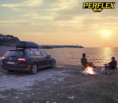 Perflex الحصري حاملة شحن البضائع على السطح كبير 17.7 أقدام مكعبة السيارة تخزين أمتعة السفر ، فتحة جانبية مزدوجة ، سعة وزن 130 رطلاً ، مفاتيح إضافية ، أحزمة (أسود) in Kuwait