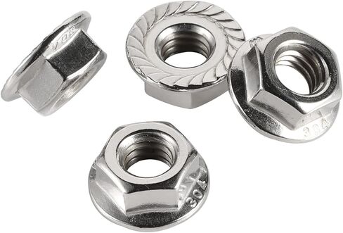 M6-1.00 Serrated Flange Nut Hex Lock Nuts, Stainless Steel 304, Plain Finish, Quantity 50 in Saudi Arabia