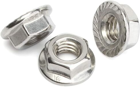 M6-1.00 Serrated Flange Nut Hex Lock Nuts, Stainless Steel 304, Plain Finish, Quantity 50 in Saudi Arabia