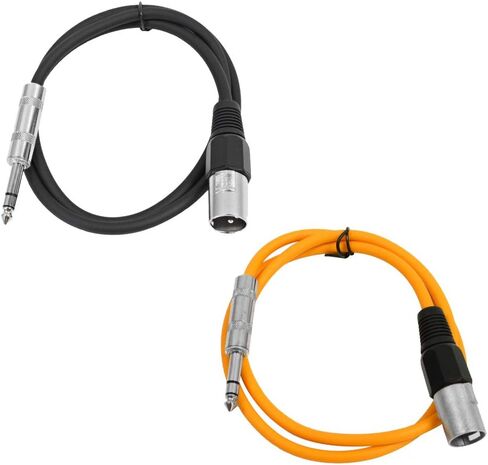 Seismic Audio - SATRXL-M2-2 Pack of 2 Foot 1/4 Inch TRS to XLR Male Patch Cables - Balanced - 2 Foot Patch Cord - Yellow and Yellow in Kuwait