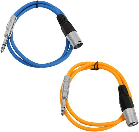Seismic Audio - SATRXL-M2-2 Pack of 2 Foot 1/4 Inch TRS to XLR Male Patch Cables - Balanced - 2 Foot Patch Cord - Yellow and Yellow in Kuwait
