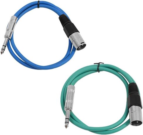 Seismic Audio - SATRXL-M2-2 Pack of 2 Foot 1/4 Inch TRS to XLR Male Patch Cables - Balanced - 2 Foot Patch Cord - Yellow and Yellow in Kuwait
