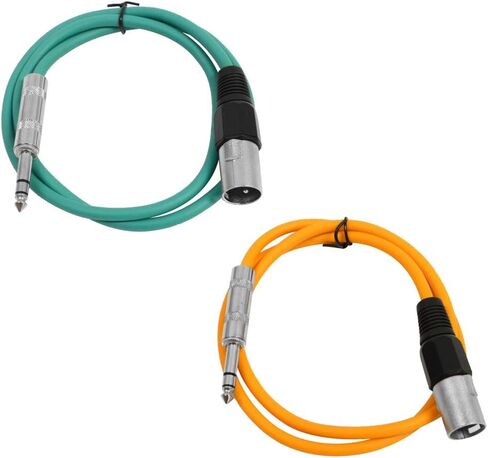 Seismic Audio - SATRXL-M2-2 Pack of 2 Foot 1/4 Inch TRS to XLR Male Patch Cables - Balanced - 2 Foot Patch Cord - Yellow and Yellow in Kuwait