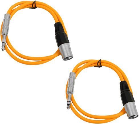 Seismic Audio - SATRXL-M2-2 Pack of 2 Foot 1/4 Inch TRS to XLR Male Patch Cables - Balanced - 2 Foot Patch Cord - Yellow and Yellow in Kuwait