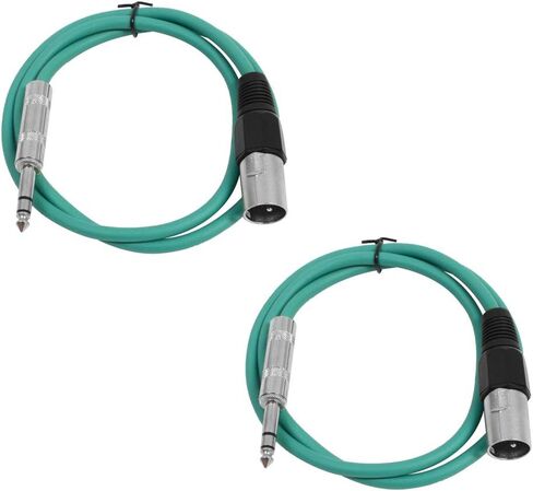 Seismic Audio - SATRXL-M2-2 Pack of 2 Foot 1/4 Inch TRS to XLR Male Patch Cables - Balanced - 2 Foot Patch Cord - Yellow and Yellow in Kuwait