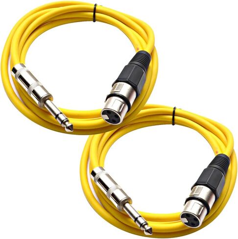 الصوت الزلزالي - حزمة Satrxl -F6-2 من 6 أقدام 1/4 بوصة TRS إلى XLR كابلات التصحيح الإناث - متوازنة - سلك التصحيح 6 أقدام - برتقالي وبرتقالي in Kuwait