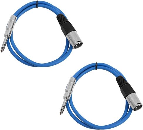 Seismic Audio - SATRXL-M2-2 Pack of 2 Foot 1/4 Inch TRS to XLR Male Patch Cables - Balanced - 2 Foot Patch Cord - Yellow and Yellow in Kuwait