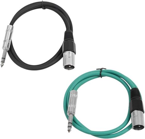 Seismic Audio - SATRXL-M2-2 Pack of 2 Foot 1/4 Inch TRS to XLR Male Patch Cables - Balanced - 2 Foot Patch Cord - Yellow and Yellow in Kuwait