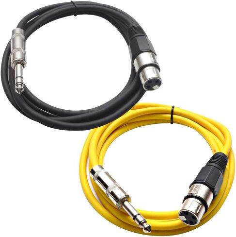 الصوت الزلزالي - حزمة Satrxl -F6-2 من 6 أقدام 1/4 بوصة TRS إلى XLR كابلات التصحيح الإناث - متوازنة - سلك التصحيح 6 أقدام - برتقالي وبرتقالي in Kuwait