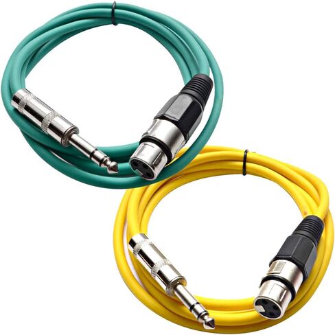 الصوت الزلزالي - حزمة Satrxl -F6-2 من 6 أقدام 1/4 بوصة TRS إلى XLR كابلات التصحيح الإناث - متوازنة - سلك التصحيح 6 أقدام - برتقالي وبرتقالي in Kuwait