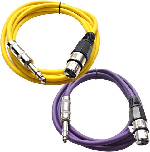 الصوت الزلزالي - حزمة Satrxl -F6-2 من 6 أقدام 1/4 بوصة TRS إلى XLR كابلات التصحيح الإناث - متوازنة - سلك التصحيح 6 أقدام - برتقالي وبرتقالي in Kuwait