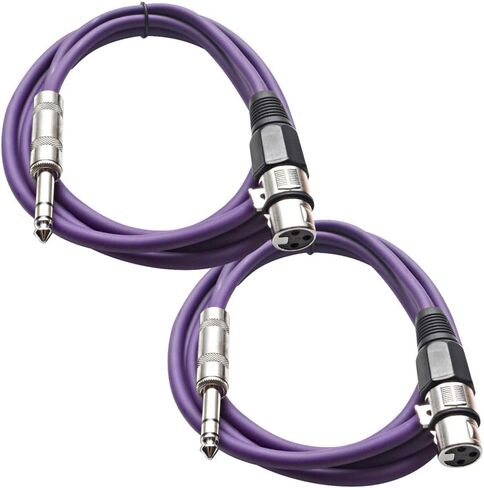 الصوت الزلزالي - حزمة Satrxl -F6-2 من 6 أقدام 1/4 بوصة TRS إلى XLR كابلات التصحيح الإناث - متوازنة - سلك التصحيح 6 أقدام - برتقالي وبرتقالي in Kuwait