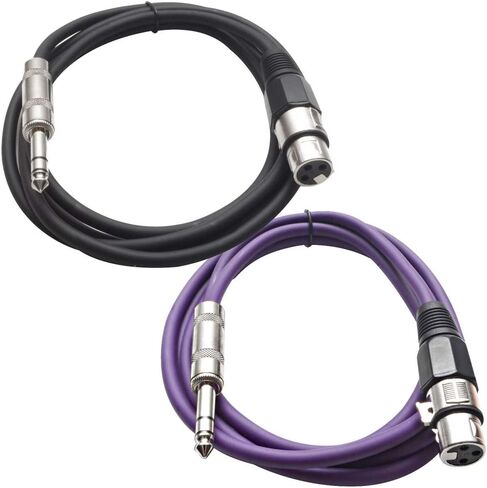 الصوت الزلزالي - حزمة Satrxl -F6-2 من 6 أقدام 1/4 بوصة TRS إلى XLR كابلات التصحيح الإناث - متوازنة - سلك التصحيح 6 أقدام - برتقالي وبرتقالي in Kuwait