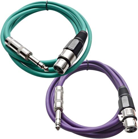 الصوت الزلزالي - حزمة Satrxl -F6-2 من 6 أقدام 1/4 بوصة TRS إلى XLR كابلات التصحيح الإناث - متوازنة - سلك التصحيح 6 أقدام - برتقالي وبرتقالي in Kuwait