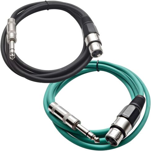الصوت الزلزالي - حزمة Satrxl -F6-2 من 6 أقدام 1/4 بوصة TRS إلى XLR كابلات التصحيح الإناث - متوازنة - سلك التصحيح 6 أقدام - برتقالي وبرتقالي in Kuwait