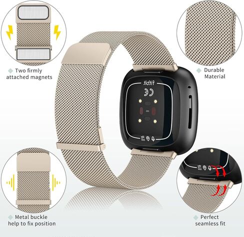 النطاق المعدني لـ Fitbit Versa 4 / Versa 3 فرق ، Fitbit Sense 2 / Sense Bands Women Men ، حزام سوار استبدال الفولاذ المقاوم للصدأ in Saudi Arabia