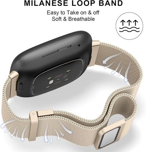 النطاق المعدني لـ Fitbit Versa 4 / Versa 3 فرق ، Fitbit Sense 2 / Sense Bands Women Men ، حزام سوار استبدال الفولاذ المقاوم للصدأ in Saudi Arabia