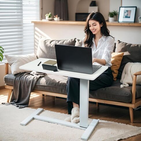 31.5 '' * 15.7 'طاولة السرير المفرطة مع عجلات ، مستشفيات قابلة للتعديل ، طاولة سرير استخدام المنزل ، طاولة الكمبيوتر المحمول المتداول ، مكتب الدائمة المتنقلة - أبيض in Kuwait