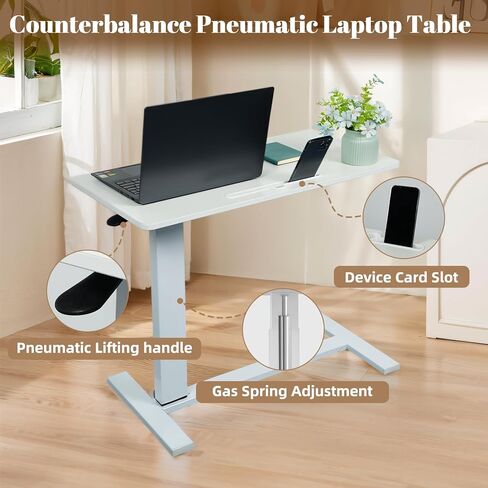 31.5 '' * 15.7 'طاولة السرير المفرطة مع عجلات ، مستشفيات قابلة للتعديل ، طاولة سرير استخدام المنزل ، طاولة الكمبيوتر المحمول المتداول ، مكتب الدائمة المتنقلة - أبيض in Kuwait