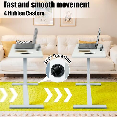 31.5 '' * 15.7 'طاولة السرير المفرطة مع عجلات ، مستشفيات قابلة للتعديل ، طاولة سرير استخدام المنزل ، طاولة الكمبيوتر المحمول المتداول ، مكتب الدائمة المتنقلة - أبيض in Kuwait