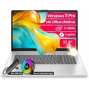 HP 17 بوصة شاشة تعمل باللمس المحمولة ، مع Lifetime Office Pro & Windows 11 Pro ، Intel I7-1355U (10 cores) ، 17.3 "HD+ Display ، Wi-Fi 6 ، لوحة مفاتيح رقمية ، ث/ملحقات (64 جيجا بايت ذاكرة الوصول العشوائي ، 2TB SSD)