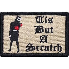 Tis But A Scratch Black Knight Hook and Loop Patch Morale Tags Fully Embroidered (Black and White)