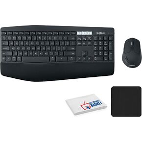 Logitech MK850 Performance Wireless Keyboard and Mouse Combo Bundle with Mouse Pad (Black) + Microfiber Cleaning Cloth