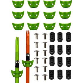 BT Outdoors Bowfishing Arrows Safety Slides Kits (Pack of 12) Lime Green Fish Tail Arrow Slides Low Drag with NO Deflection