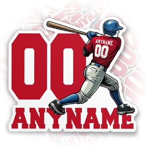 Custom Name Softball Sticker Decal, Personalized Name Number Baseball Softball Helmet Decal Hard Hat Stickers Die-Cut Vinyl Sticker for Hard Hat Laptop Water Bottle Phone Cars Merchandise Decor Gifts