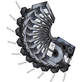10 حزمة متوافقة مع Dymo Rhino 18488 مرنة Nylon Industrial Label Tape A18488 ، أسود على أبيض 1/2 بوصة × 11.5 قدم (12 مم × 3.5 م) ، ل Dymo Rhino 4200 50000 6000 صانعي الملصقات