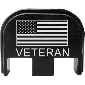 BASTION for Glock Gen 1 Thru 5 Models G17 G17L G19 G19X G20 G21 G22 G23 G24 G26 G27 G29 G30 G31 G32 G33 G34 G35 G36 G37 G38 G39 G40 G41 G45 | Engraved Back Rear Cover Plate | - US Flag Veteran…