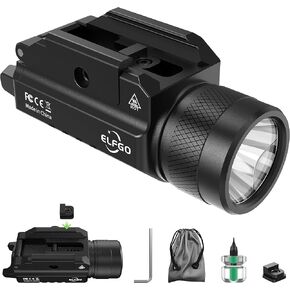 Pistol Light Gun Pistol Flashlight Picatinny Weapon Light Tactical 1200 Lumens Strobe Rail Locating Keys Handgun Light with 2*CR123 Batteries