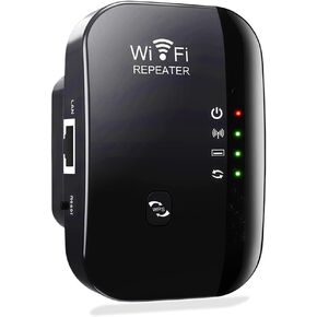 WiFi Extender ، Signal Booster ، WiFi Range Extender ، Wireless Network Repeater ، Amplifier Long Ranger مع منفذ Ethernet ، إعداد لمسة واحدة ، معدل نقل يصل إلى 300 ميجابت في الثانية (أسود)