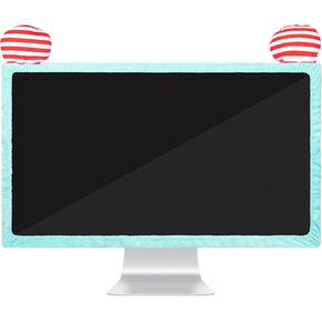 27"-34" Lovely Cute Computer Monitor Cover with Cute Striped Design, Kawaii Display Dust Cover with Furry Design, Elastic Dustproof, Suitable for PC, Tablet, TV, LCD (Green)