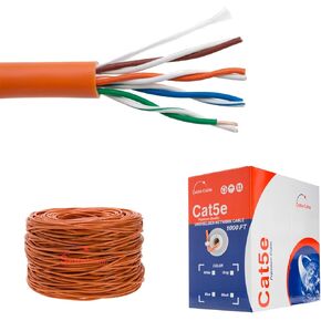 Cat5e 1000ft Utp Cable Solid Network Ethernet Bulk Orange
