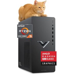 HP Victus Gaming Desktop, AMD Ryzen 5 5600G（Beat Ryzen 7 1700）, AMD RX6400, 64GB RAM, 2TB SSD PCIe, Type-C, DisplayPort, HDMI, Wi-Fi, Bluetooth, Webcam, Windows 11 Home, Silver