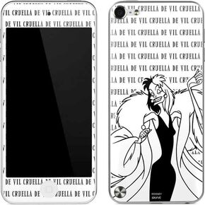 Skinit Decal MP3 Player Skin Compatible with iPod Touch (5th Gen&2012) - Officially Licensed Disney Villains Cruella de Vil Black and White Design