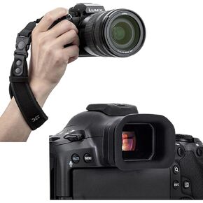 R5II Eyecup + Upgraded Hand Strap: Extended Soft Silicon R5II Eye Cup Eyepiece Viewfinder Cover for Canon EOS R5 Mark II with Upgraded Quick Release Soft Neoprene Camera Hand Wrist Grip Strap
