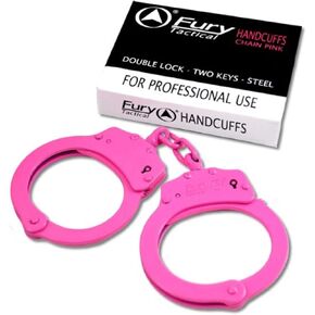 Fury Tactical Tactical Chain Double Lock Handcuffs (Pink)
