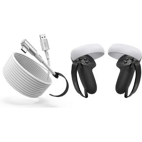 KIWI design Controller Grips Cover and 16FT Link Cable Compatible with Quest 2