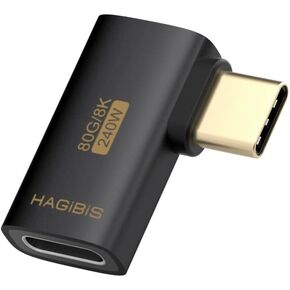 Hagibis 240W 80Gbps 8K@60Hz USB C Adapter, USB-C Male to Male Adapter, USB4 Connecter for Thunderbolt 5/4/3, Laptop, Switch, Dock, Mac, Tablet, iPhone 16 15 Pro Max (TGM16)