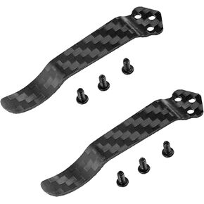 2 pack Titanium Alloy Deep Carry Pocket Clip - 3-Hole Carbon Fiber Replacement for Spyderco PM2/Manix/Delica Models with Screws