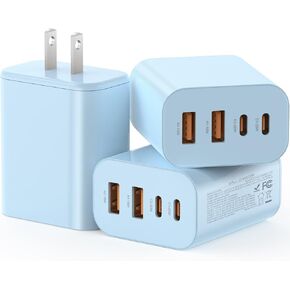 USB C Charger Block, 3-Pack 40W Wall Plug Fast Charging Block, 4-Port PD + QC Power Adapter Type C Charging Blocks Cube, Compatible with iPhone 16/15/14/13/12/11/Pro Max, Tablets（White）