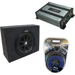 American Sound Connection (1 Kicker C12 Subwoofer Single 12" Regular Cab Truck Sub Box Enclosure Bundle with HA-A400.1 Mono Amplifier