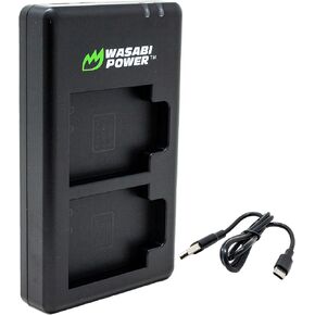 شاحن Wasabi Power USB-C المزدوج لـ Olympus LI-90B و Olympus Olympus SH-1 ، Olympus SH-50 IHS ، SP-100 ، Tough TG-1 IHS ، TG-2 IHS ، TG-3 ، TG-4 ، TG-5 ، TG-6 ، Olympus XZS