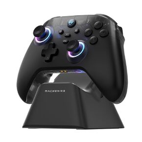 Machenike G3V2 Bluetooth Controller for Pc/Switch/Ios/Android, Hall Effect Joysticks, RGB Lighting Gaming Controller,2 Programmable Buttons,1000mah Battery With Charging Station, Pink