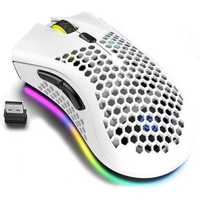الماوس اللاسلكي للألعاب ، فأرة ألعاب خفيفة الوزن ، فأر كمبيوتر RGB القابل لإعادة الشحن مع جهاز استقبال USB ، DPI قابل للتعديل ، الماوس اللاسلكي 2.4 جيجا هرتز للكمبيوتر MAC Gamer