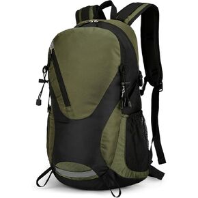 30L Hiking Backpack Men Women, Lightweight Rucksack Backpack with Adjustable Chest Strap, Nylon Casual Daypack Backpack for Camping Biking Outdoor Cycling, Green