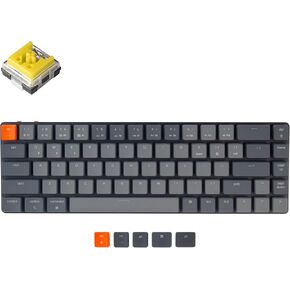 Keychron K7 65% Layout Ultra-Slim Hot-swappable Wireless Bluetooth/Wired USB Mechanical Keyboard with Low-Profile Optical Banana Switch White LED Backlit Computer Keyboard for Mac Windows