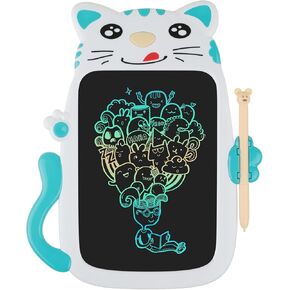 LCD Writing Tablet 8.5 Inch Colorful Screen Handwriting Board Reusable Graffiti Drawing Painting Pad Cat Cartoon Digital Graphic Tablet Educational Tool for Kid Student Gift Battery Included